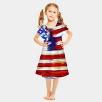 Haljina za mališana 2-8 godina Djevojka za djecu Dan Neovisnosti Dress Haljine Ležerne prilike kratkih