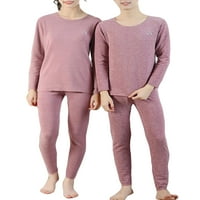 Cindysus Girls Base Slow Crew Neck Pajamas setovi malihnijskim termalnim rukom Podesite ručku obloženu