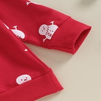 0-3Y Toddler Boys Girls Božićne odjeće Snowman Print Dugi rukav Duks hlače padajuće