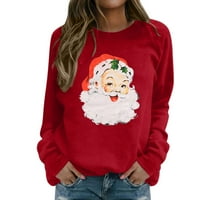 Ženska moda Sretan božićni print okrugli vrat Duks dugih rukava Top pulover