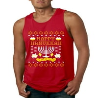 Sretan hanukkah ružni božićni džemper muški grafički tenk, crvena, 2xl