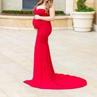 Majčinska maxi haljina za žene casual wrap dugi tuš za tuširanje trudnoće haljine hladno ramelno u boji