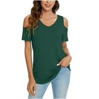 Ženski ljetni vrhovi labavi fit na prodaju Ženska modna casual Solid V-izrez kratkih rukava s majicama