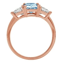 2.82ct smaragdni rez prirodno nebo plavi topaz 18k ružičasto zlato Angažovanje kamena prstena veličine