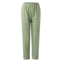 Pajama setovi za ženske casual lapl dugme Peach Plaid Print Dvije duge rukave pidžama pidžama veličine