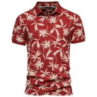 Muška majica kratkih rukava List Ispis Havajski stil Slim Fit Scroeve Top košulja Bluze Pamučne majice