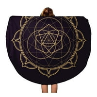 Okrugli ručnik za plažu pokrivač Gold Monochrome Sažetak Mandala Sacred Geometry Triangle Pentagoni