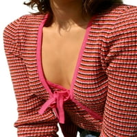 Ženski kardigan gornji dijelovi prugasti dizajn s dugim rukavima s tankim fit na vrhu