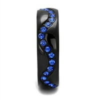 LUXE nakit dizajnira ženski crni prsten od nehrđajućeg čelika sa safirom plavim kristalima - veličine