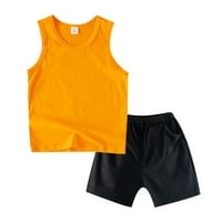 Hwmodou Boys Outfits Shorts Set Solid Boja bez rukava bez rukava Torp prsluk elastične strugove Postavi
