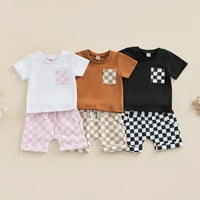 Douhoow Toddler Baby Ljeto odijelo Dječaci Djevojke Džepne majice kratkih rukava + plaženi šorc