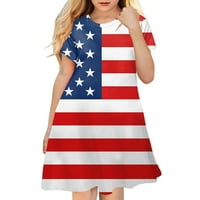 Američka zastava Proljetne haljine za djevojke Dječje skraćeno s kratkim rukavima Aktivno moda Dnevni