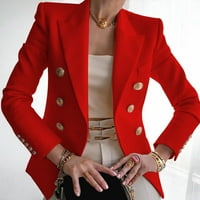 Scyoekwg Blazer jakne za žene Elegantna poslovna uredska radna dama Solid gumb odijelo jakna kaput odjeća