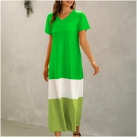 Plus veličina haljina s kratkim rukavima za spajanje Womensummer Print V-izrez Loose Sidi Haljine za
