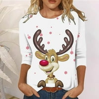 Ženski pulover božićnog rukava Ženski okrugli vrat T majice Bluze padaju lig-težine TUNIC-a za nošenje