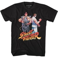 Street Fighter Aku Ryu Logo-Prednji print-crna majica za odrasle s kratkim rukavima