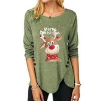 WTPretty ženski dugi rukav okrugli vrat Božićni pulover s puloverm