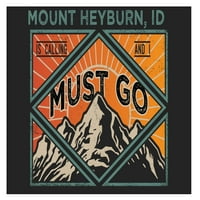 Mount Heyburn Idaho 9x suvenir Drveni znak sa okvirom mora ići na dizajn
