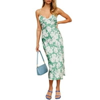 Žene cvjetne haljine dugačka bez leđa na plaži Večernja zabava satena haljina