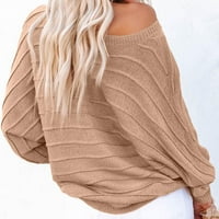Hoksml ženski lagani džemper okrugli vrat dugih rukava Ležerne prilike pad pulover Tunic Tops odjeća