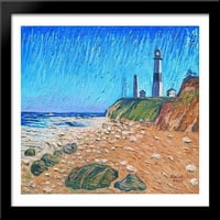 Svjetionik na obali Veliki crni drveni ugrađen umjetnost Davida Burliuk