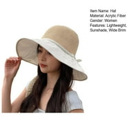 Ženska ribarska šešir sa šljokicama širokoj rubnim pletenim prozračnim kontrastnim bojama za sunčanje