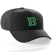 Klasični bejzbol šešir po mjeri A do z inicijalnog tima, crna kapa bijelo zeleno slovo b