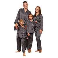 Porodična pidžama postavila je božićne muškarce satena pidžama pj's solid porodica podudaranje za spavanje
