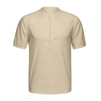 Amidoa muški pamučni posteljina majica Ležerne modernog kratkog rukava majica dolje majica Ljeto Torbed-Fit