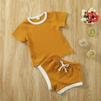 Sinhoon Newborn Baby Boy ljetna odjeća rebrasta majica kratkih rukava + kratke hlače postavi dvije odjeće