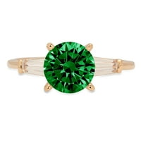 2.0ct okrugli rez zeleni simulirani smaragd 14k žuti zlatni godišnjica Angažmane kamene prstene veličine