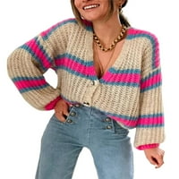 Cindysus dame labave prugaste kardigan džemper za žene pleteni pleteni džemperi zimski topli loungewear