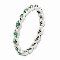 Izrazi srebrne boje Sterling stvorili su smaragdnu veličinu prstena: 8; za odrasle i tinejdžere; Za