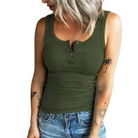 Žene ljetne vrhove bez rukava O-izrez Solid prsluk u boji majica Ležerne vrhove na klirensu