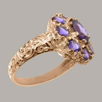 Britanska napravljena 18k ruža zlatna ametist prsten za prsten ženske žene - Opcije veličine - veličina