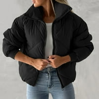 Gzea Womens zimski kaputi Ženski džepovi puni jakna sa dugim rukavima kratkih mjehurića na vrhu ženskih