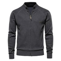 Pgeraug za muškarce patentni zatvarač Čvrsto boje Jacquard topli džemper Cardigan kaput Flannel majica
