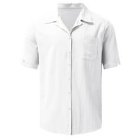 Muška košulja za bodinu, MENS Ljetni modni casual klasični džep u boji Jednokutna i posteljina majica s kratkim rukavima