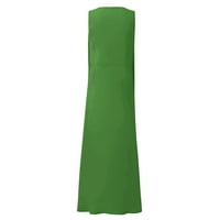Ženske haljine bez rukava bez rukava Maxi modni solidni izrez za ljetnu haljinu zelena XL