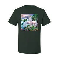 Jednorog fanstasy Otok Dvorac za životinje Ljubav muška grafička majica, Šumska zelena, 3xl