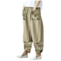 WAVSUF ženske hlače plus veličine zazor tiskane pamučne platnene kaki hlače veličine 3xl