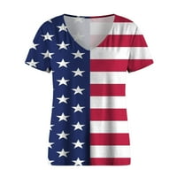 Američka košulja za zastavu Žene Patriotske T majice V izrez kratki rukav 4. srpnja Majica Casual Labave