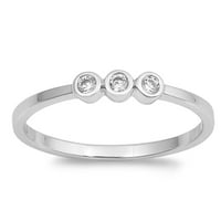 Vaša boja bijela CZ Trostruka godišnjica Accent Sporling Sterling Srebrni prsten Ženski Veličina 10