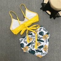 Ženski leopard tisak bikini set push up kupaći kostim kupaći kostim visoki struk