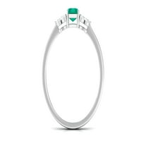 CT Octagon Cut Green Emerald SOLITAIRE prsten za žene sa moissitetom triom, 14k bijelo zlato, SAD 13,00