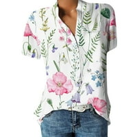 Cvjetni tipki za ispis niz košulje za žene V izreznog bluza za oblaganje Ljetni labavi povremeni poslovni