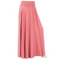 QAZQA Ženska modna elastična struka Sila nagnuta suknja Vintage A-line labave suknje ružičaste XXL