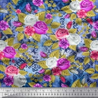 Soimoi pamučna kambrička tkaninska tkanina damask, lišće i ruža cvijeća tiskana tkanina od dvorišta