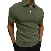 Dauch muški patentni polo majica s kratkim rukavima Ljetni i visoki tee V izrez Atletic Slim Fit T-majice Vojska zelena l