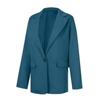 Ženska kasutarna jakna, otvoreni prednji dugi rukav Radni kancelarijski jakne Blazer, čvrsta boja lapela